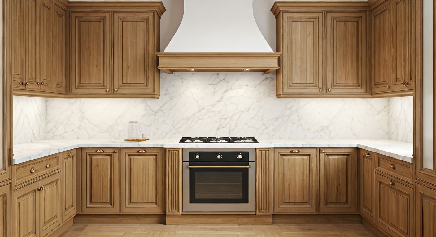 Роскошная классическая кухня с фасадами из массива