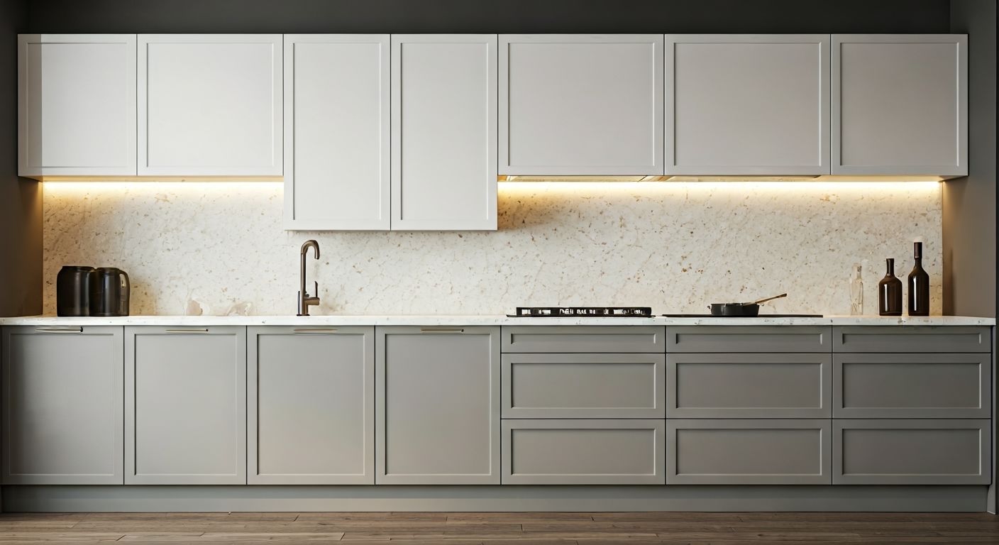 Роскошный общий вид кухонных фасадов