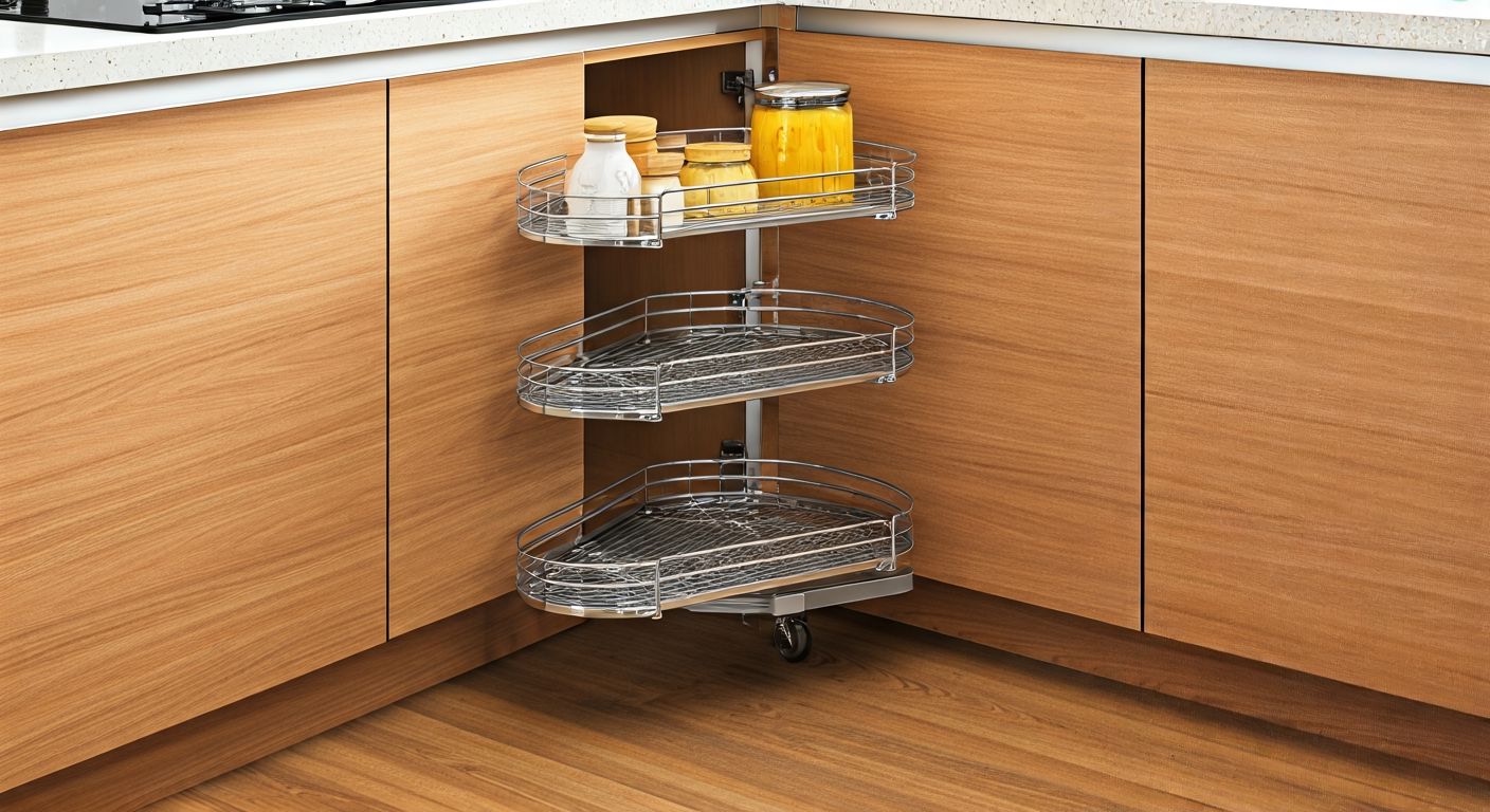 Угловой шкаф с поворотной системой хранения