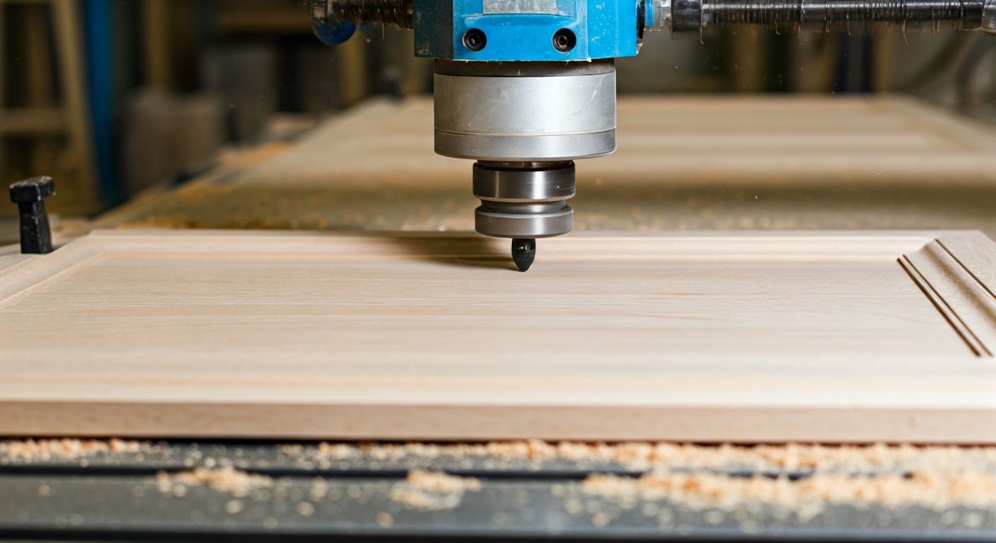 CNC-фрезеровка дверцы шкафа крупным планом