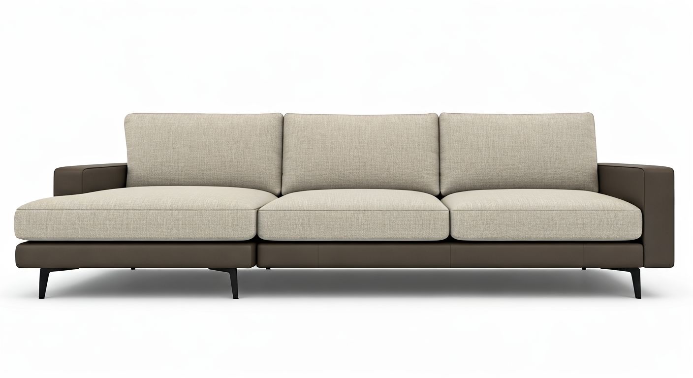 Диван с тканью и экокожей