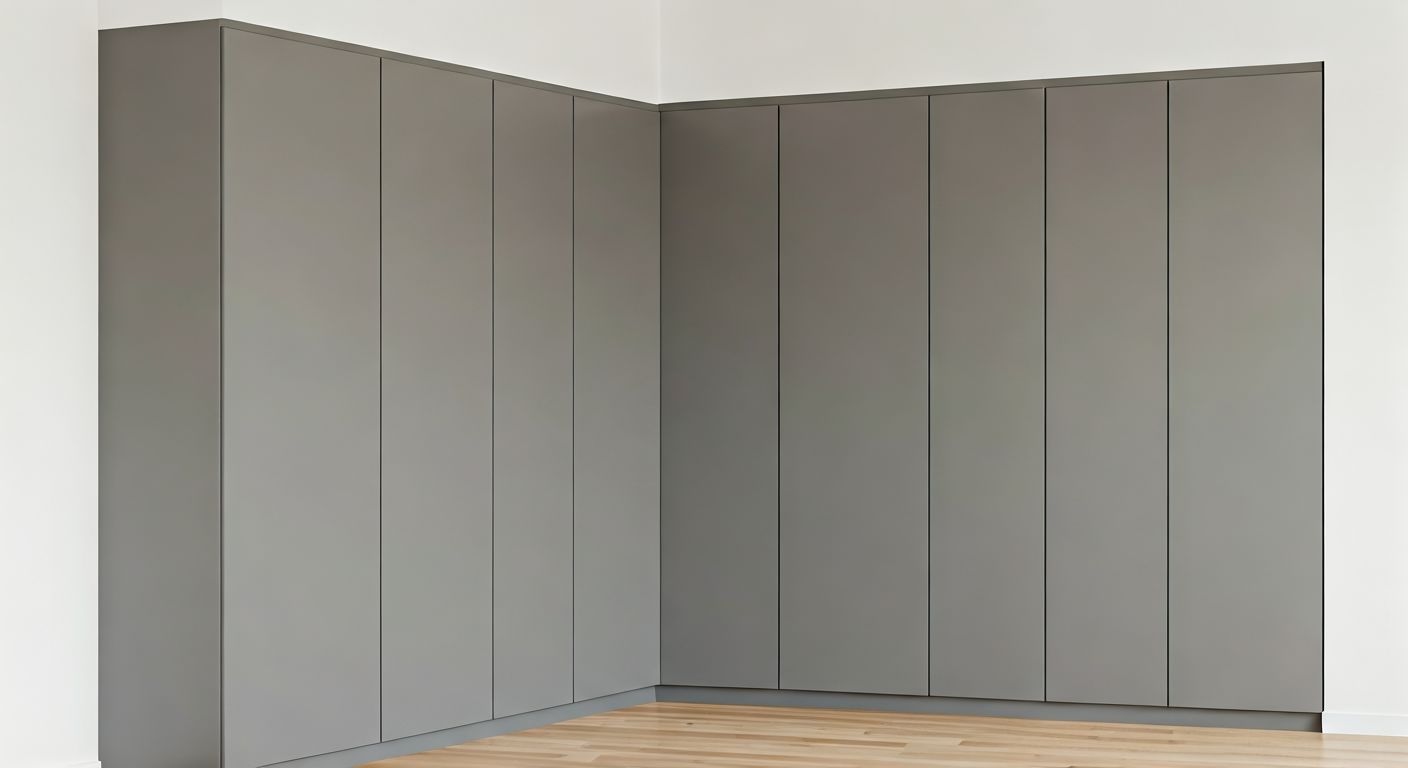 Угловой встроенный шкаф без ручек