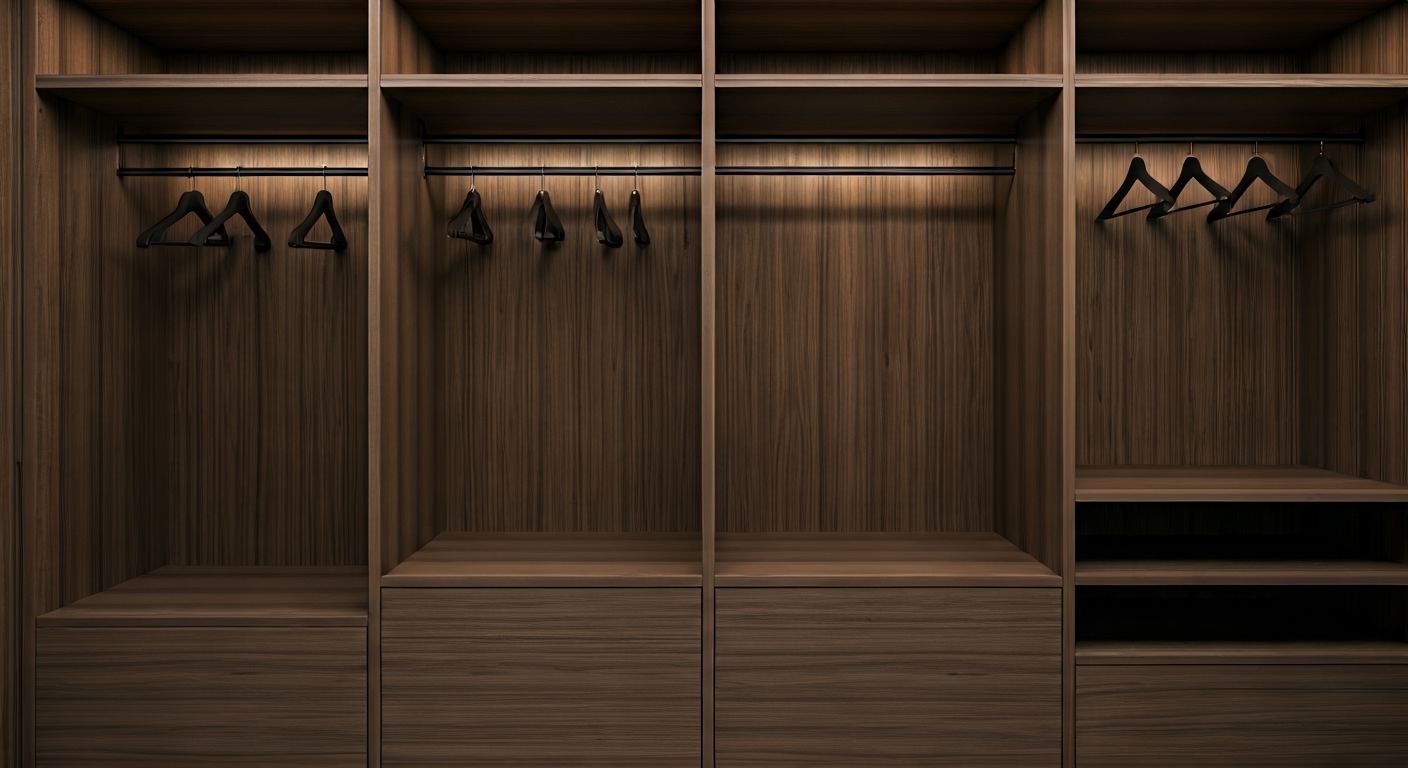 Вид внутреннего наполнения встроенного шкафа