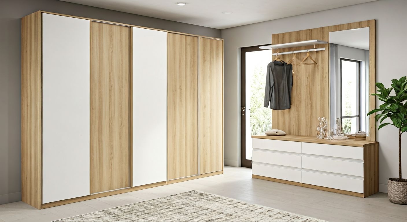 Роскошная прихожая с встроенным шкафом