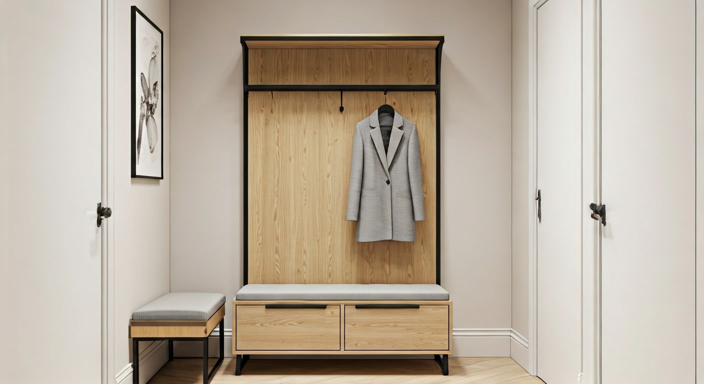 Узкая прихожая с раздвижным шкафом