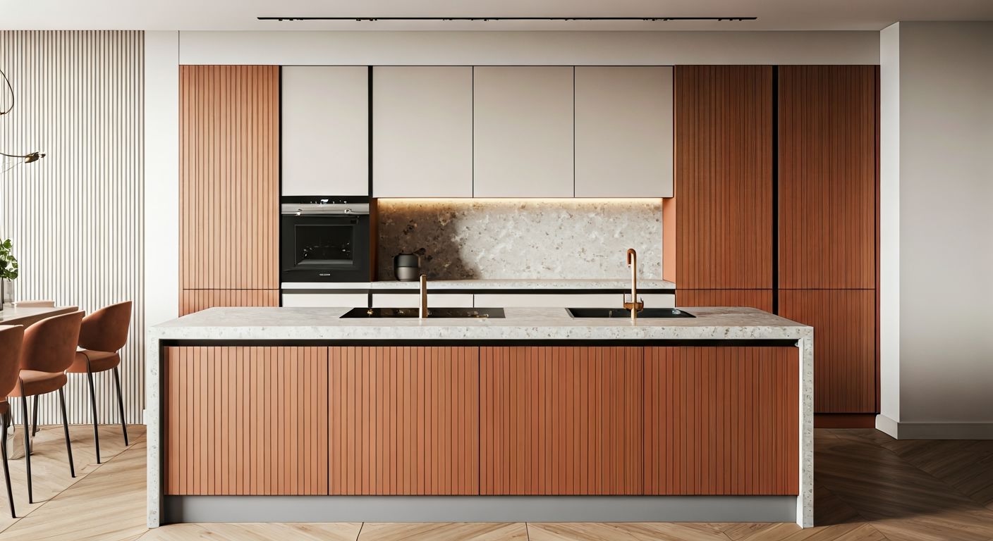 Роскошная кухня-гостиная с островом