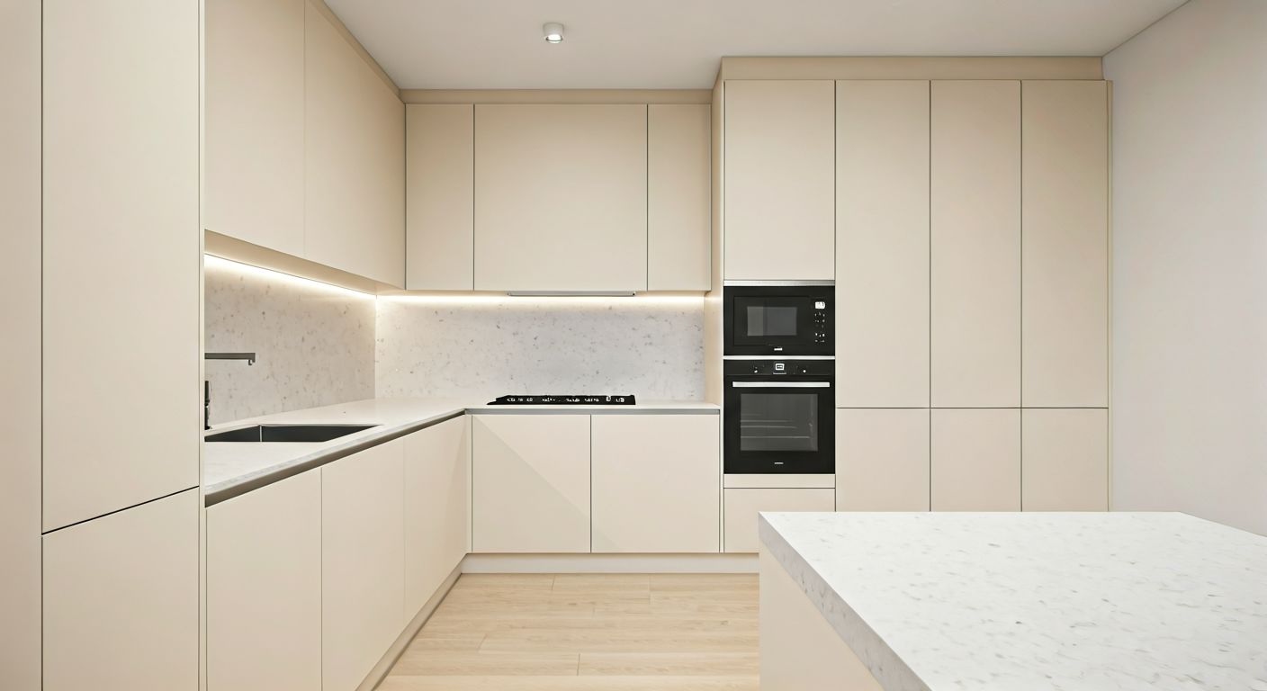 Минималистичная кухня вдоль одной стены