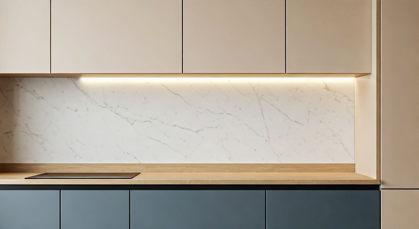 Детальное фото глянцевых фасадов кухни