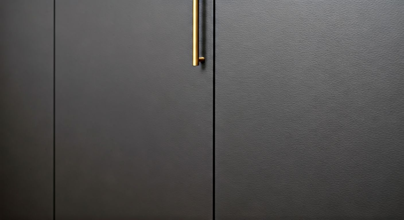 фрагмент кухни с матовыми графитовыми фасадами