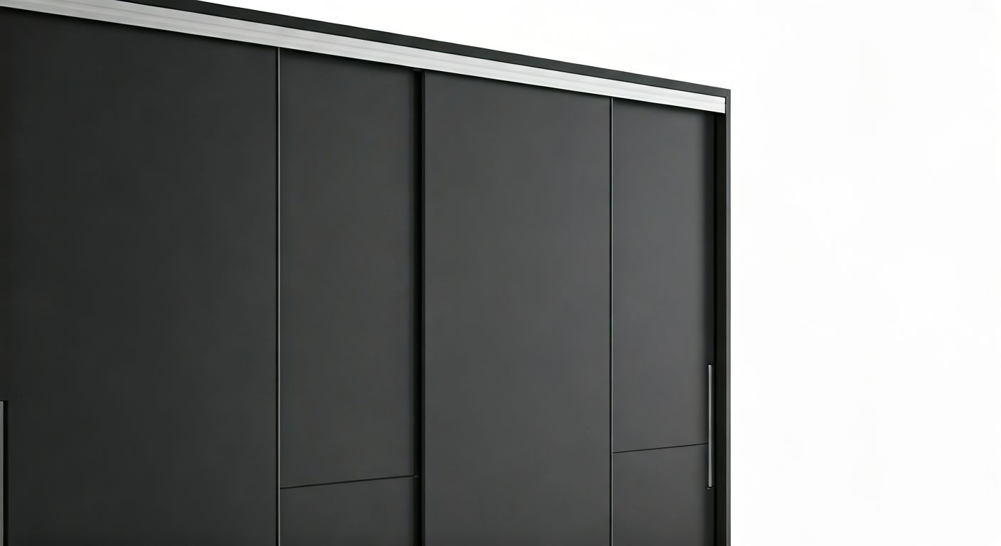 Сбоку шкаф-купе с раздвижной фурнитурой