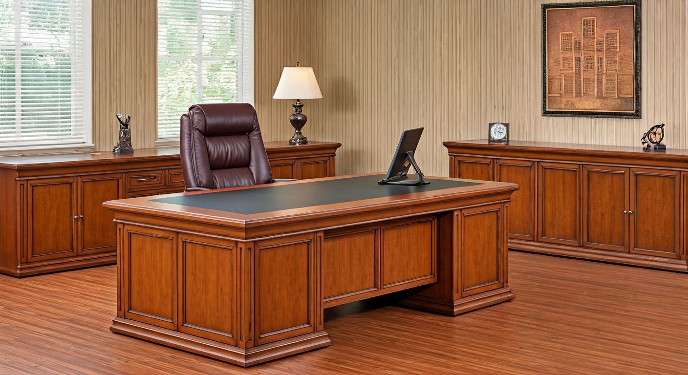 кабинет руководителя с деревянной мебелью