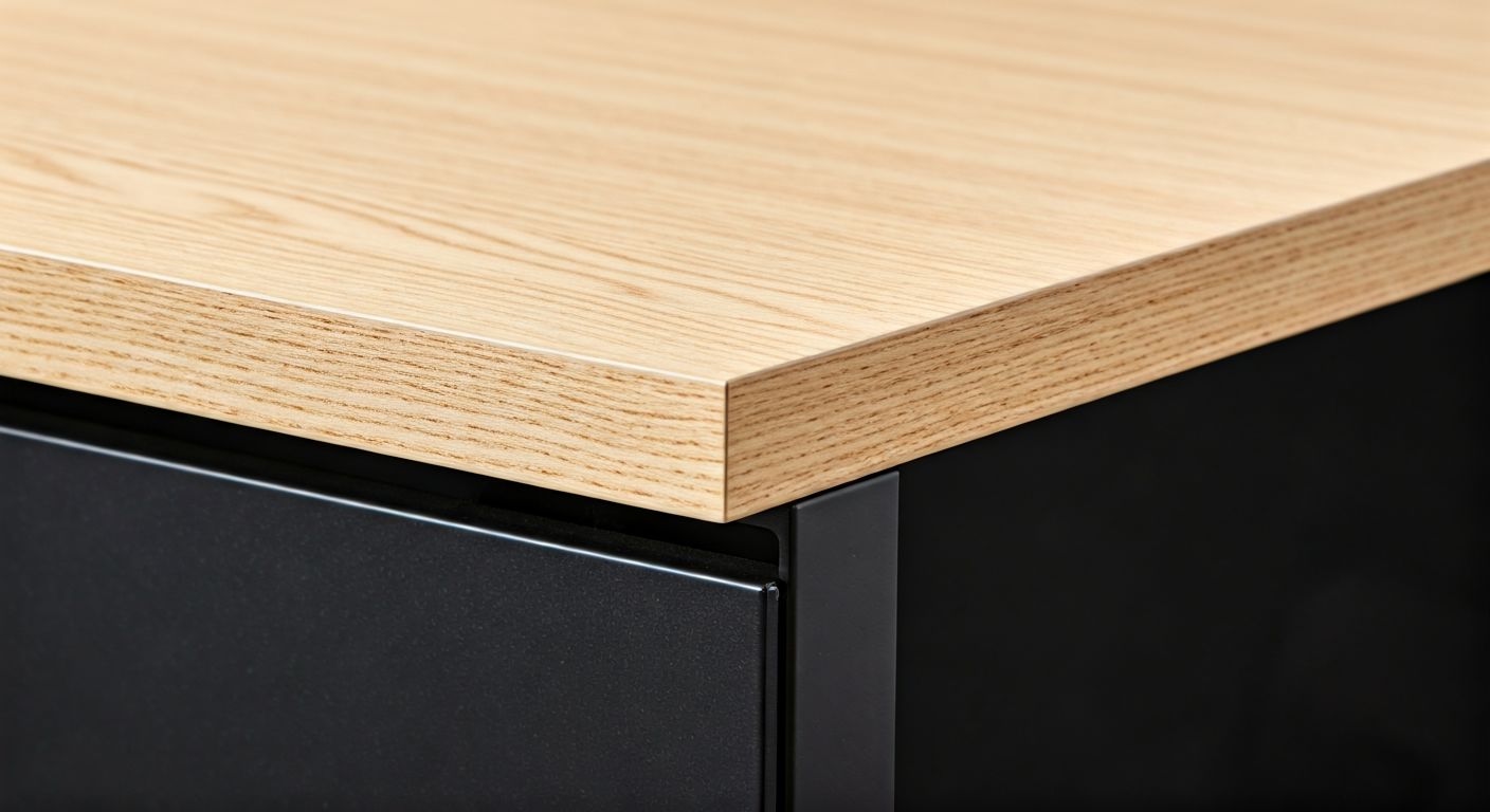 Крупный план угла стола из ЛДСП