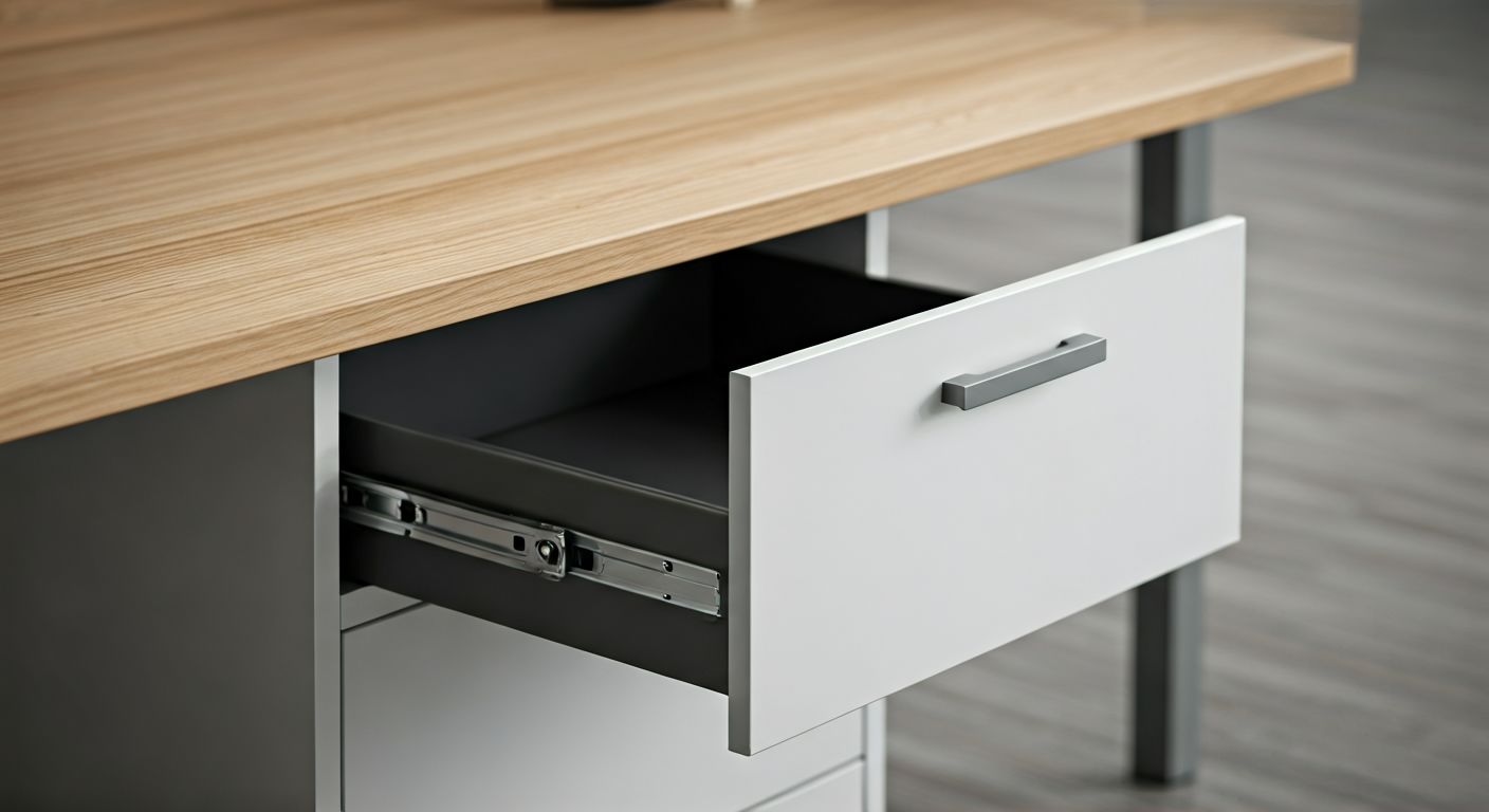 Ракурс на тумбу с прочными направляющими