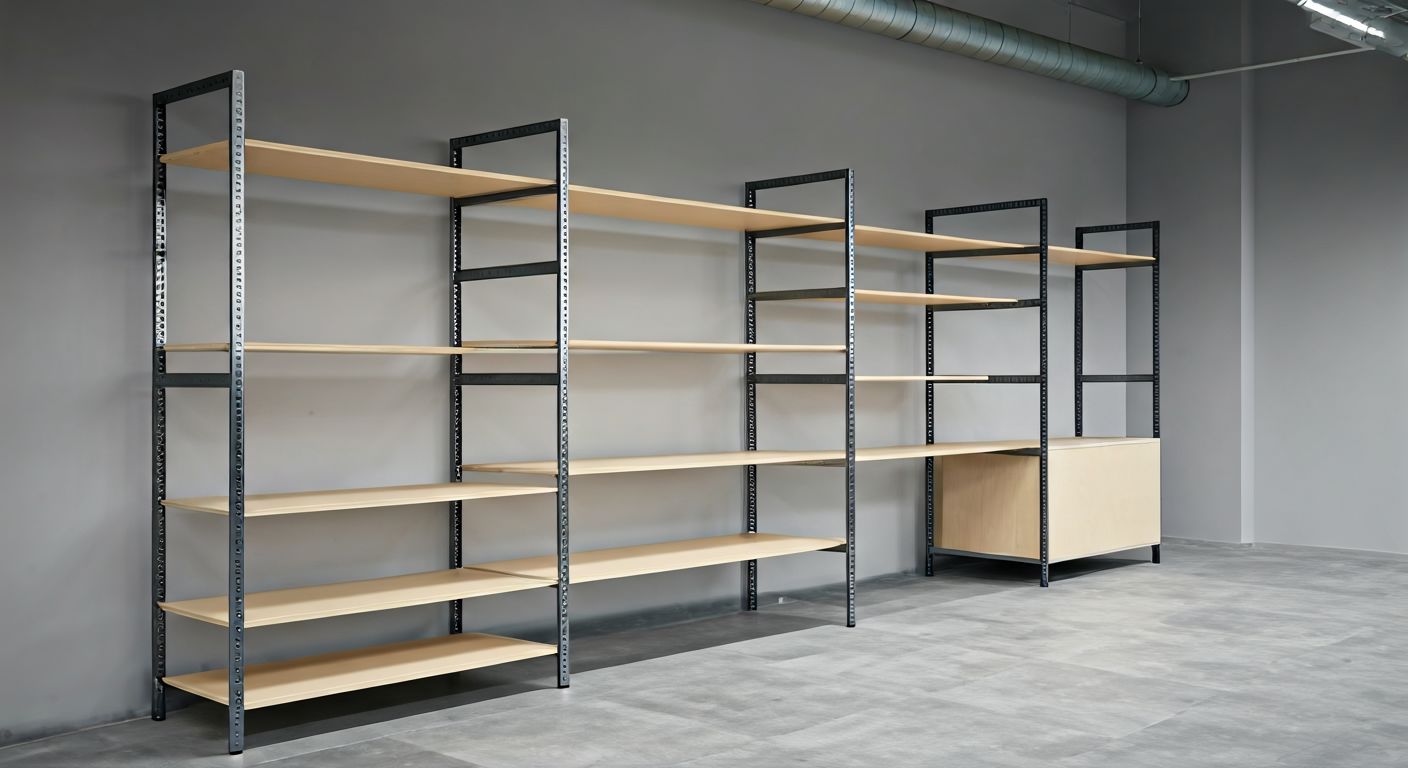 Открытая полка из металла и МДФ