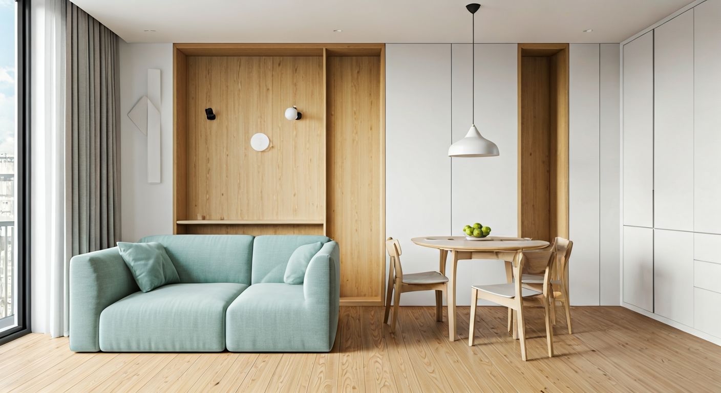 роскошная компактная гостиная с модульной мебелью