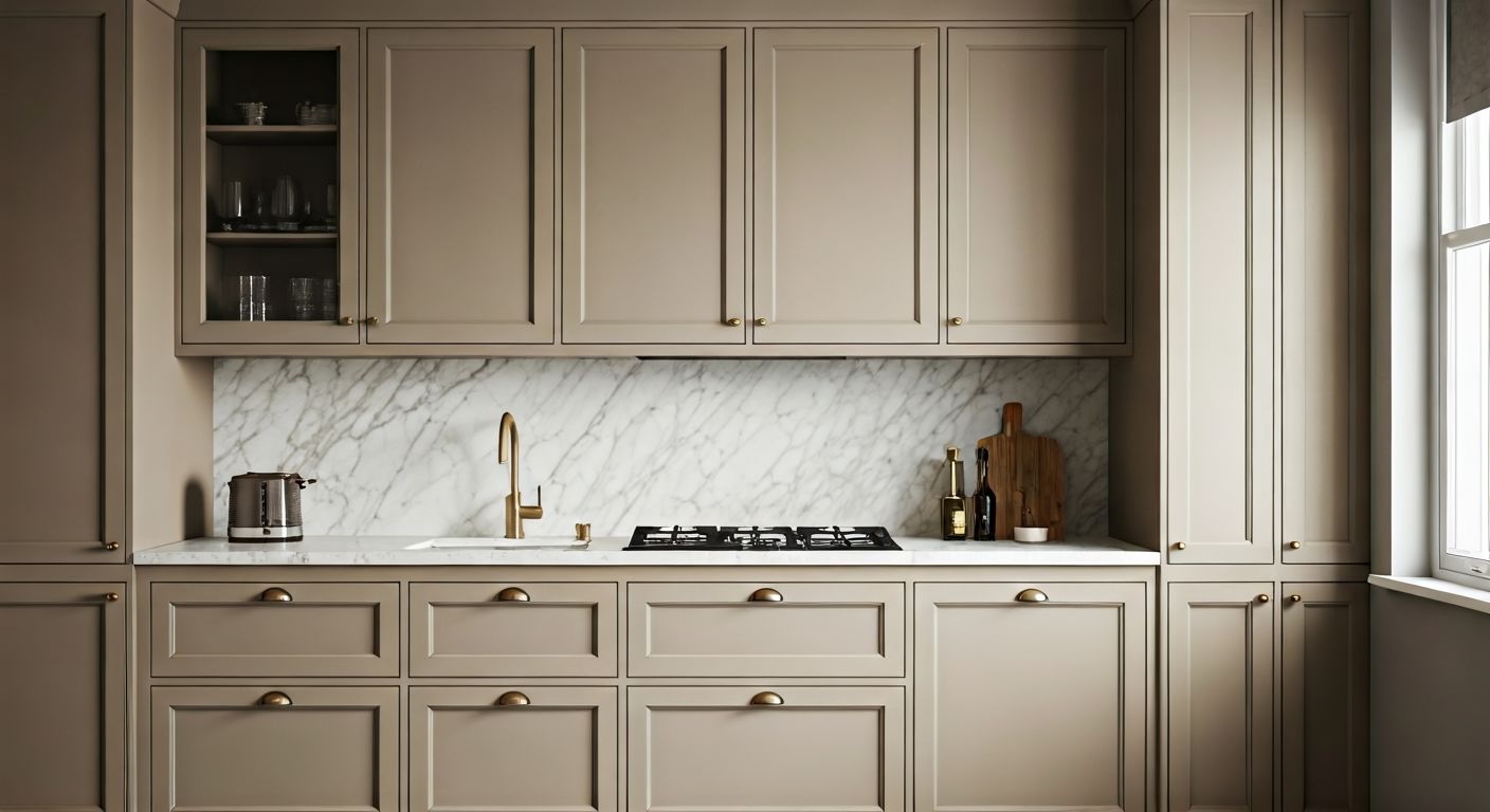 Неоклассическая кухня с мраморными столешницами