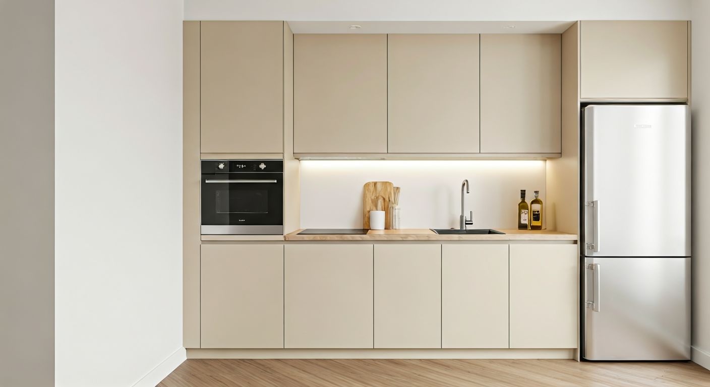 компактная прямая кухня под окно