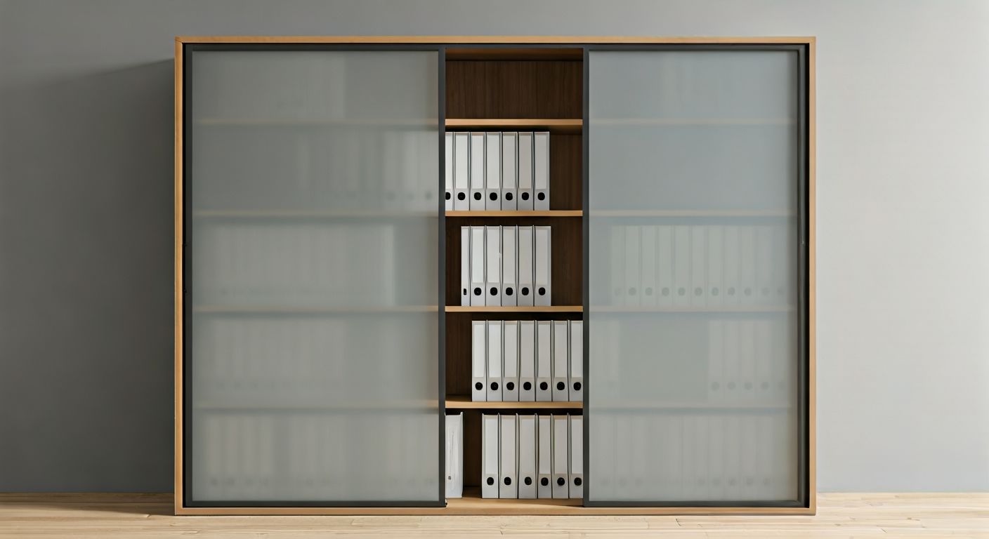 Шкаф с раздвижными дверцами и файлами