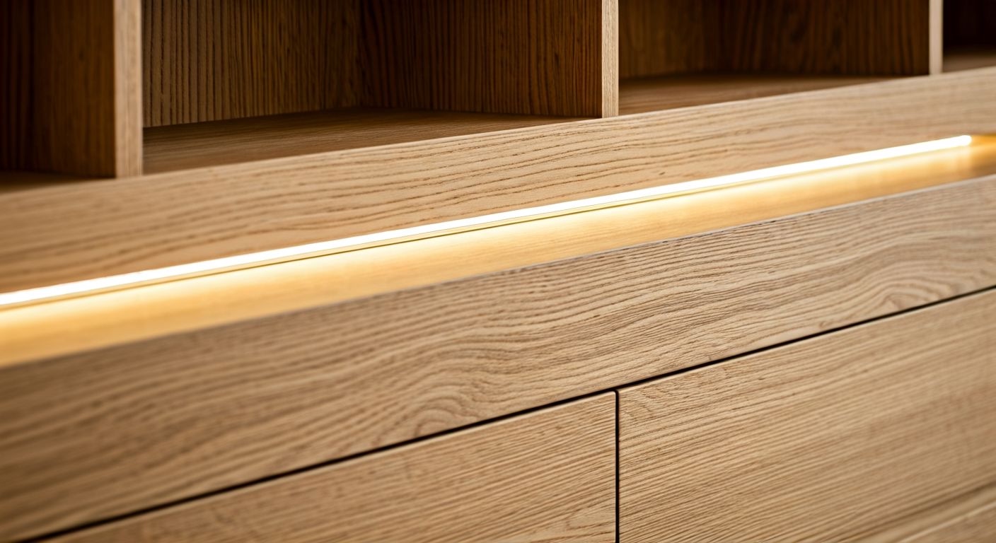 Дизайнерский шкаф с открытыми и закрытыми секциями