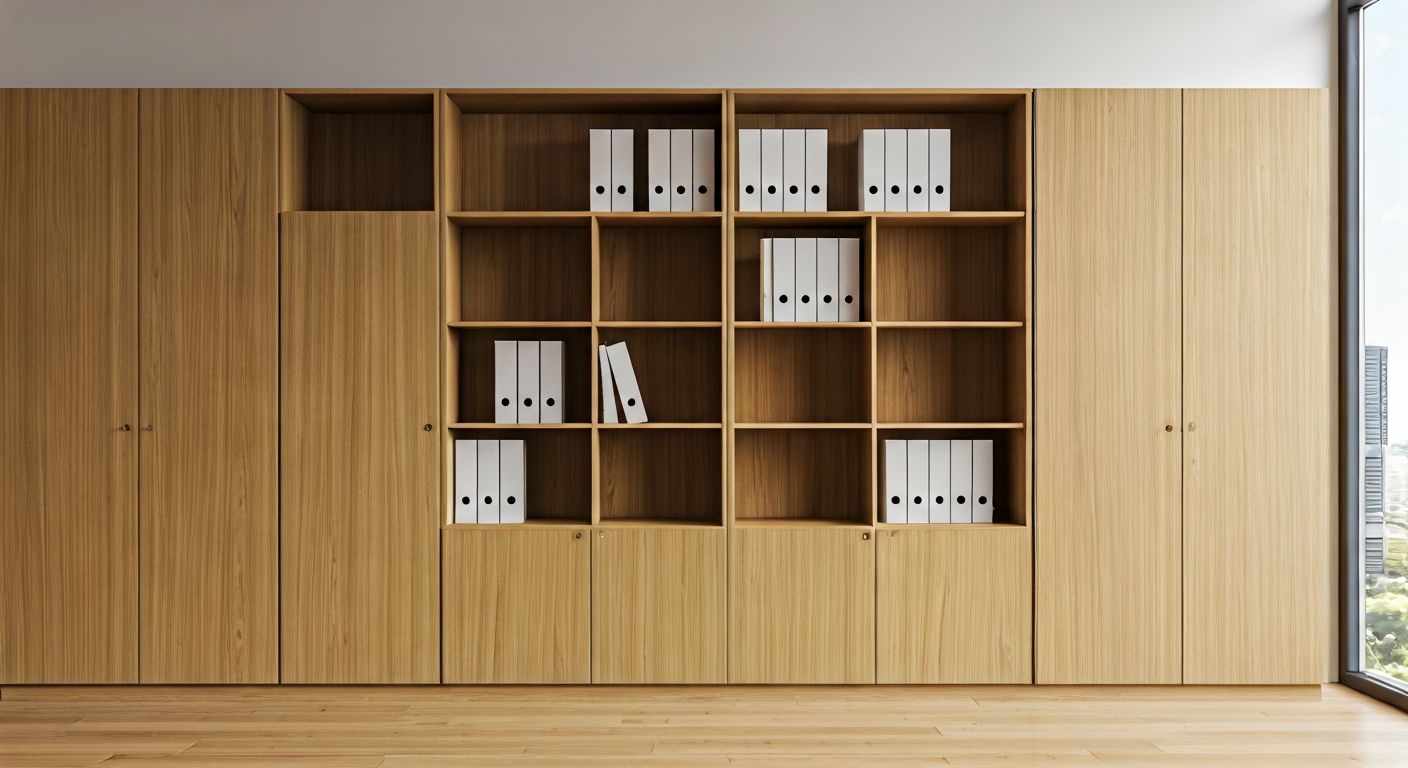 Современная переговорная с дубовыми стеллажами