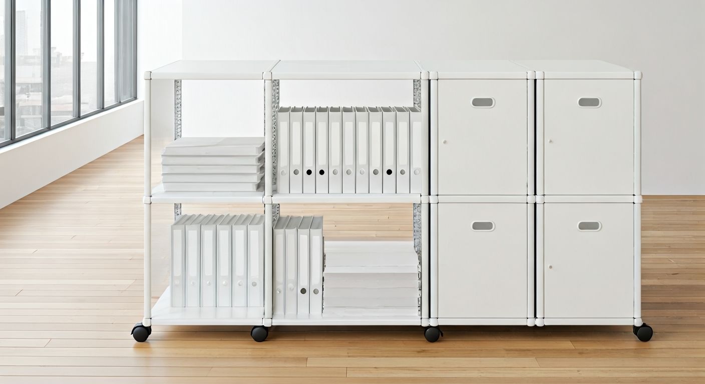 Модульные пластиковые стеллажи на колёсиках