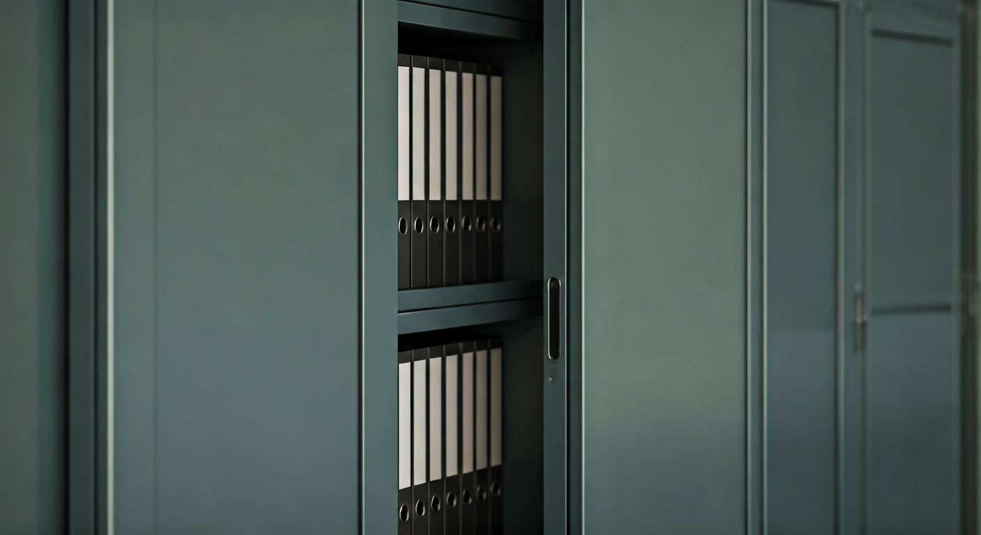 Детальный вид металлических архивных шкафов