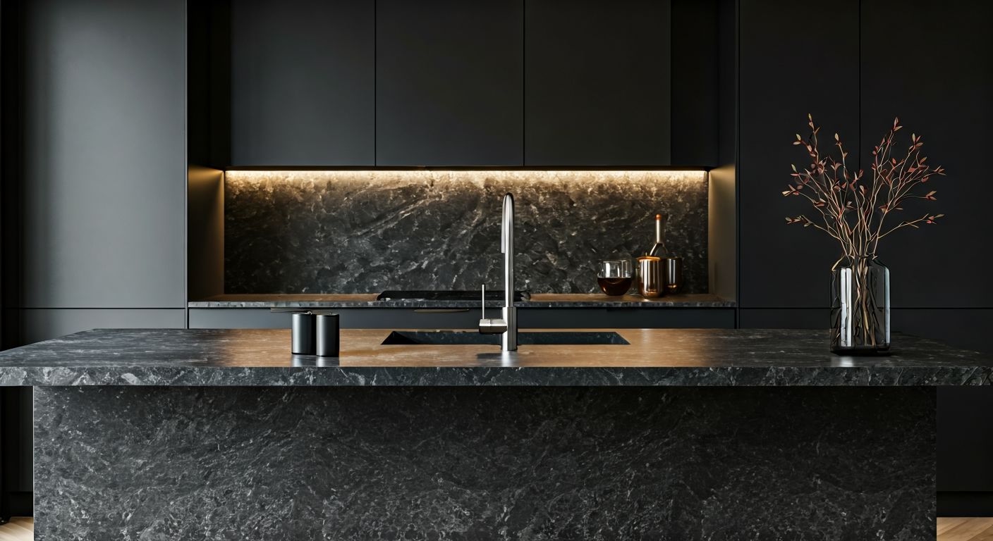 роскошный вид кухни со столешницей