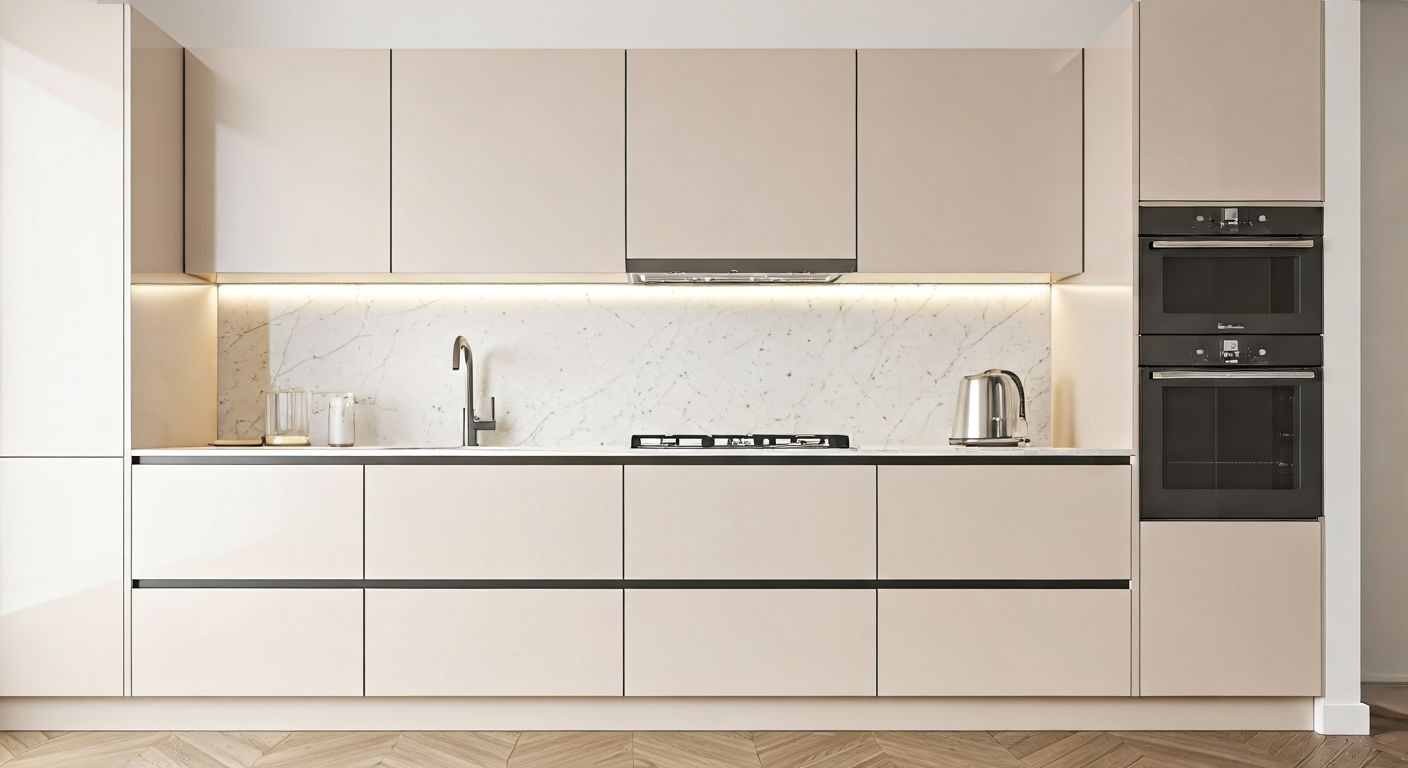 Роскошная глянцевая линейная кухня