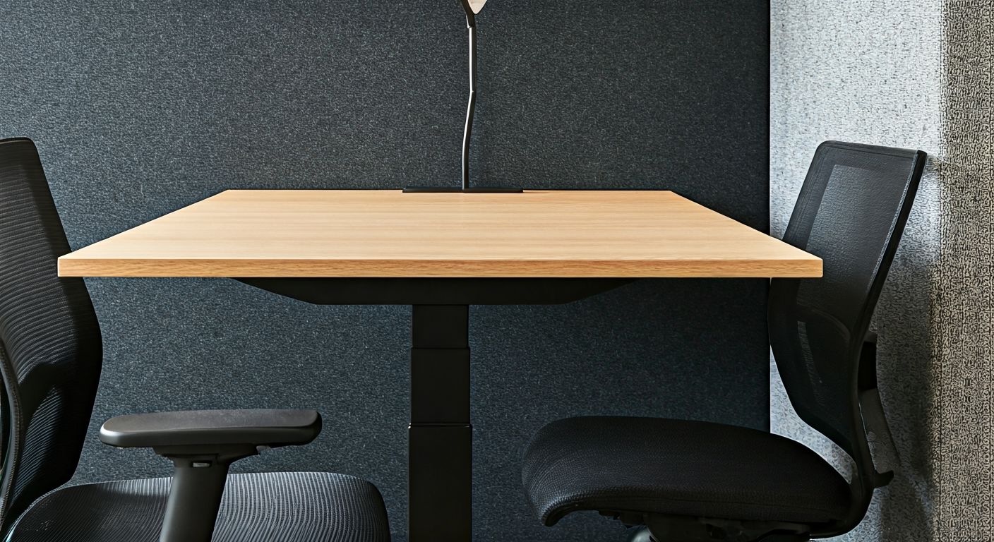 Детальный ракурс регулируемого офисного стола