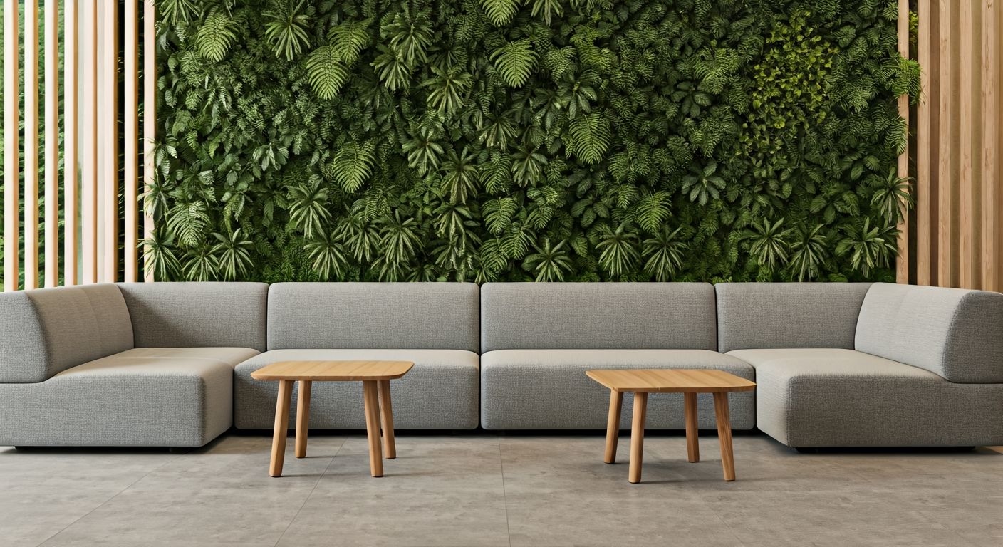 Уютная лаунж-зона с модульными диванами