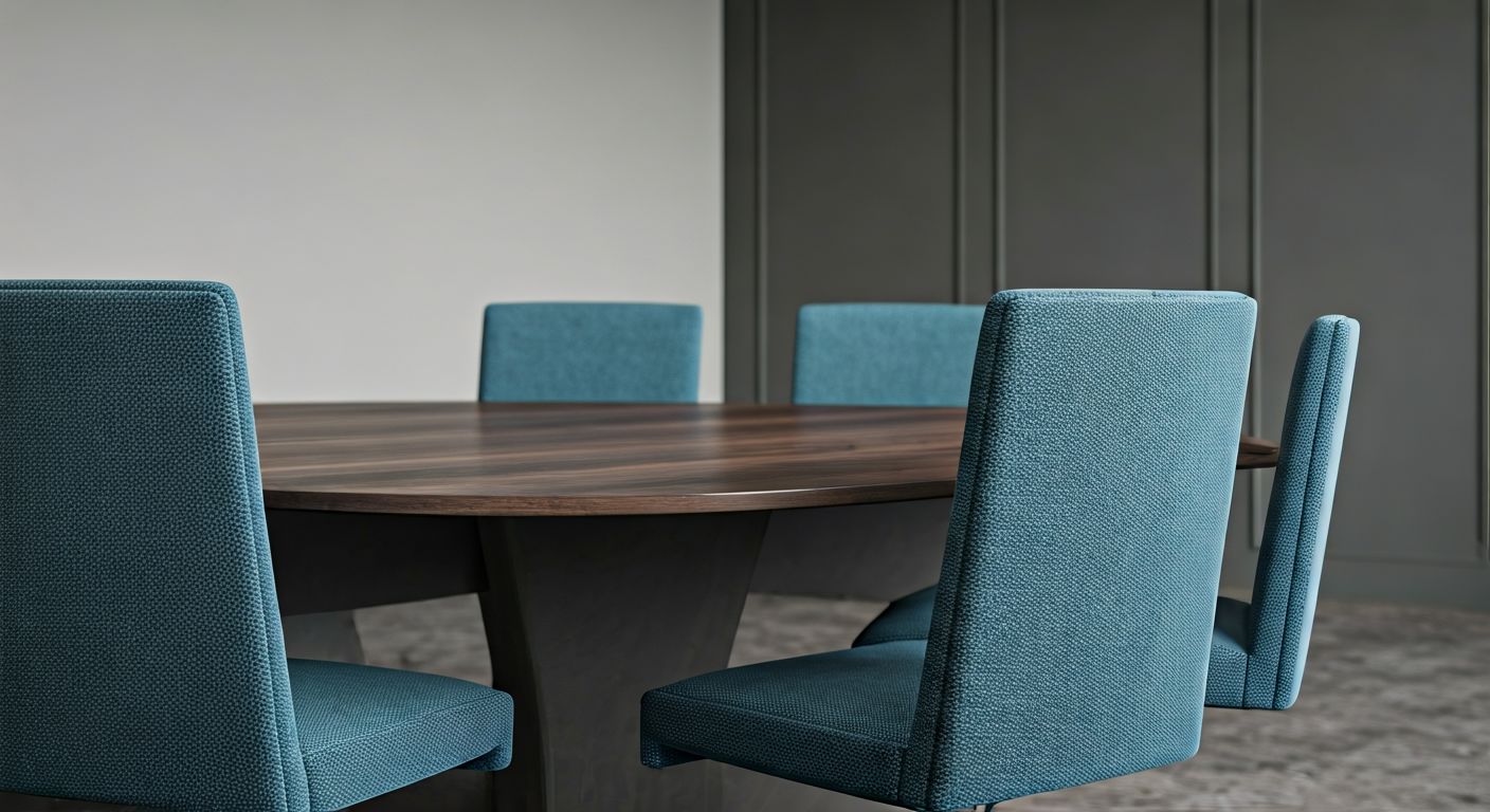 Стильная переговорная с тёпло-серыми креслами