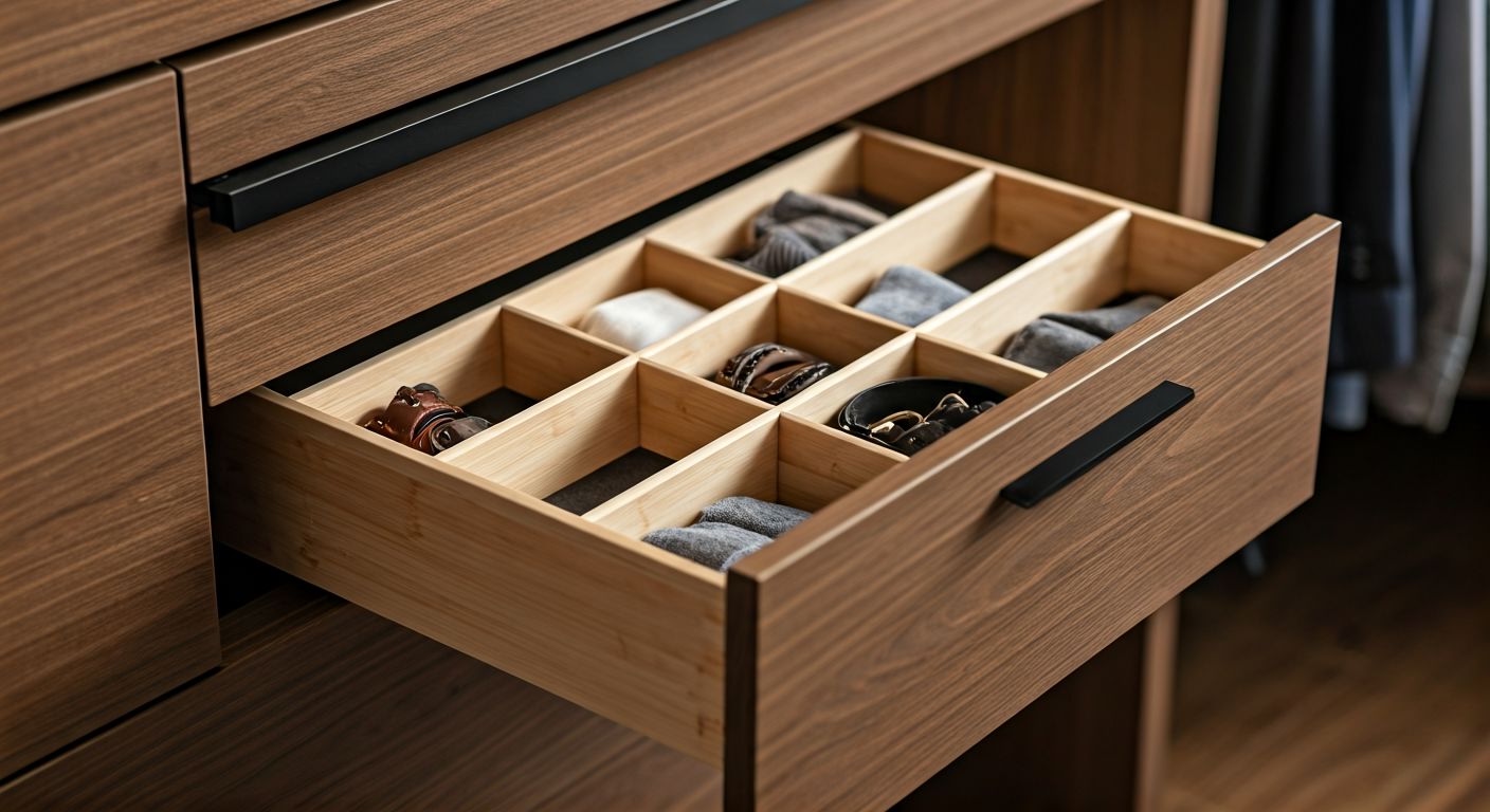 детальный вид выдвижного органайзера для белья