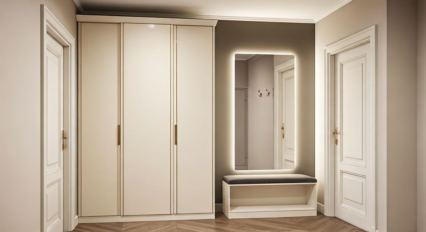 Роскошная прихожая с встроенной мебелью