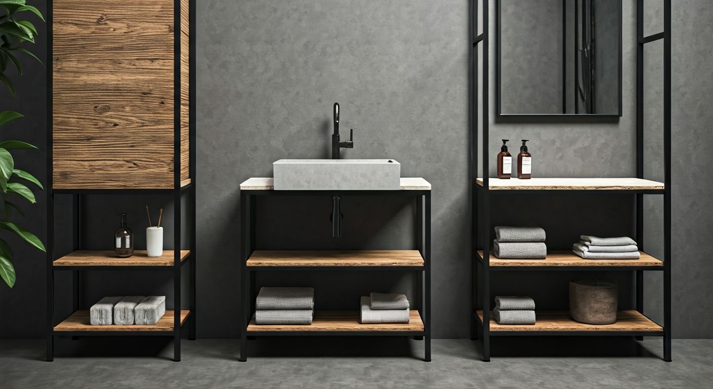 Лофт стиль: металлическая мебель для ванной