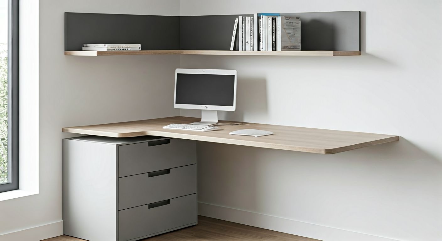Угловой рабочий стол в нише