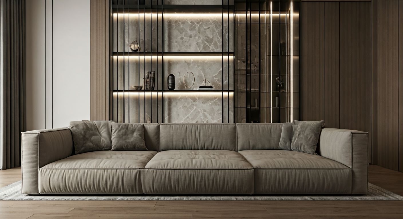 Роскошная современная гостиная с модульной мебелью