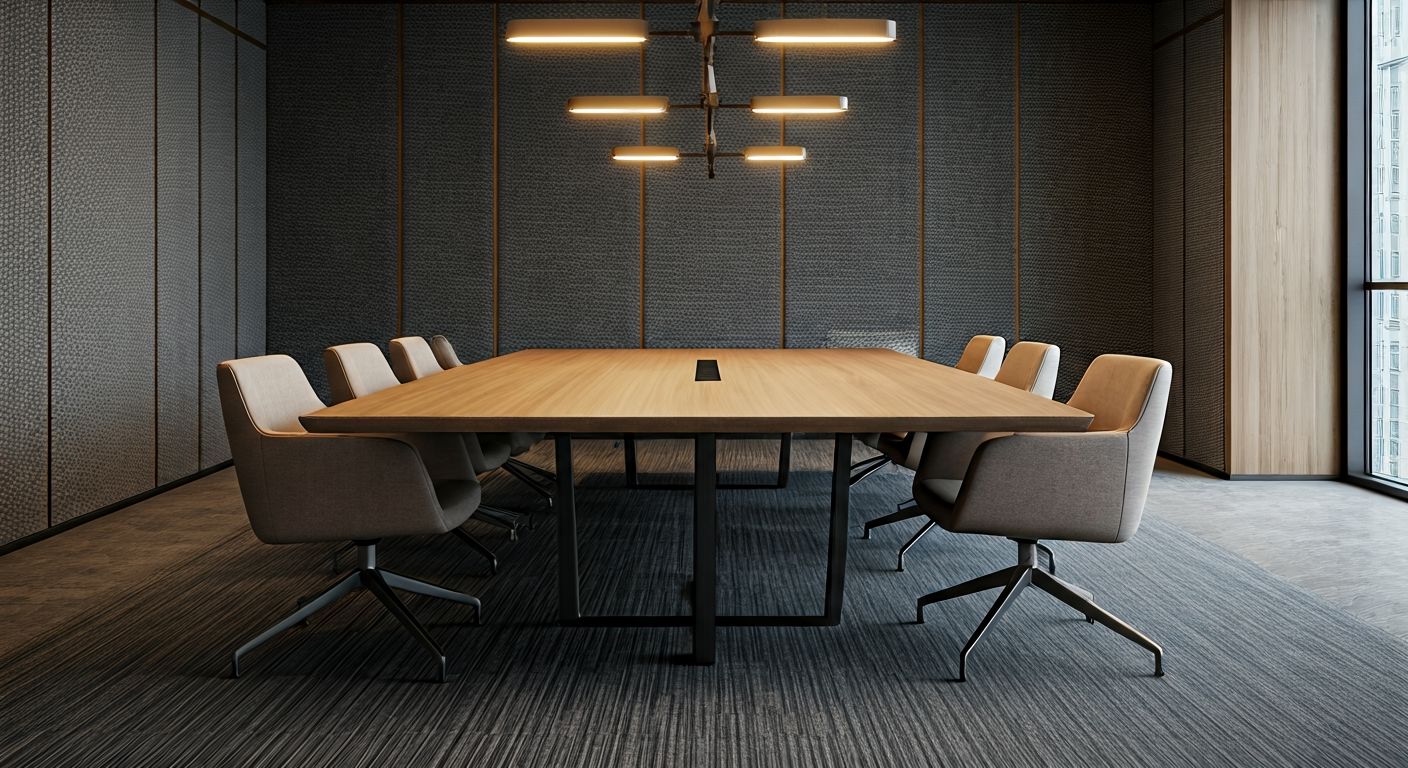 Современный конференц-зал с деревянным столом