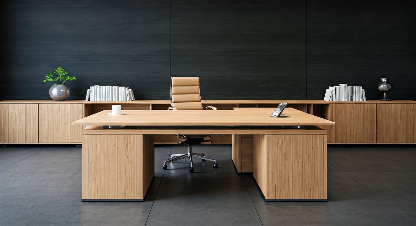 Роскошный офисный кабинет с дубовой мебелью