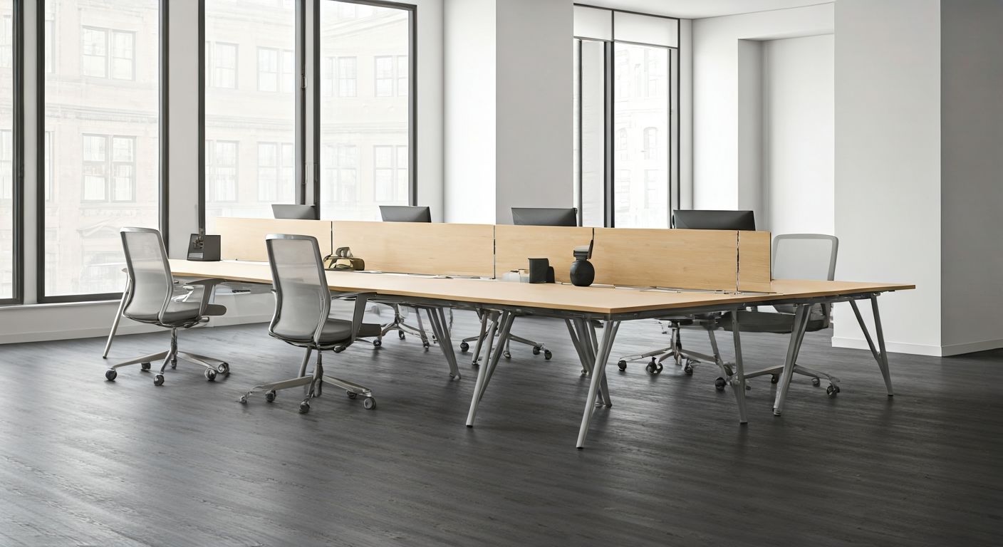 Минималистичное open space с офисными столами