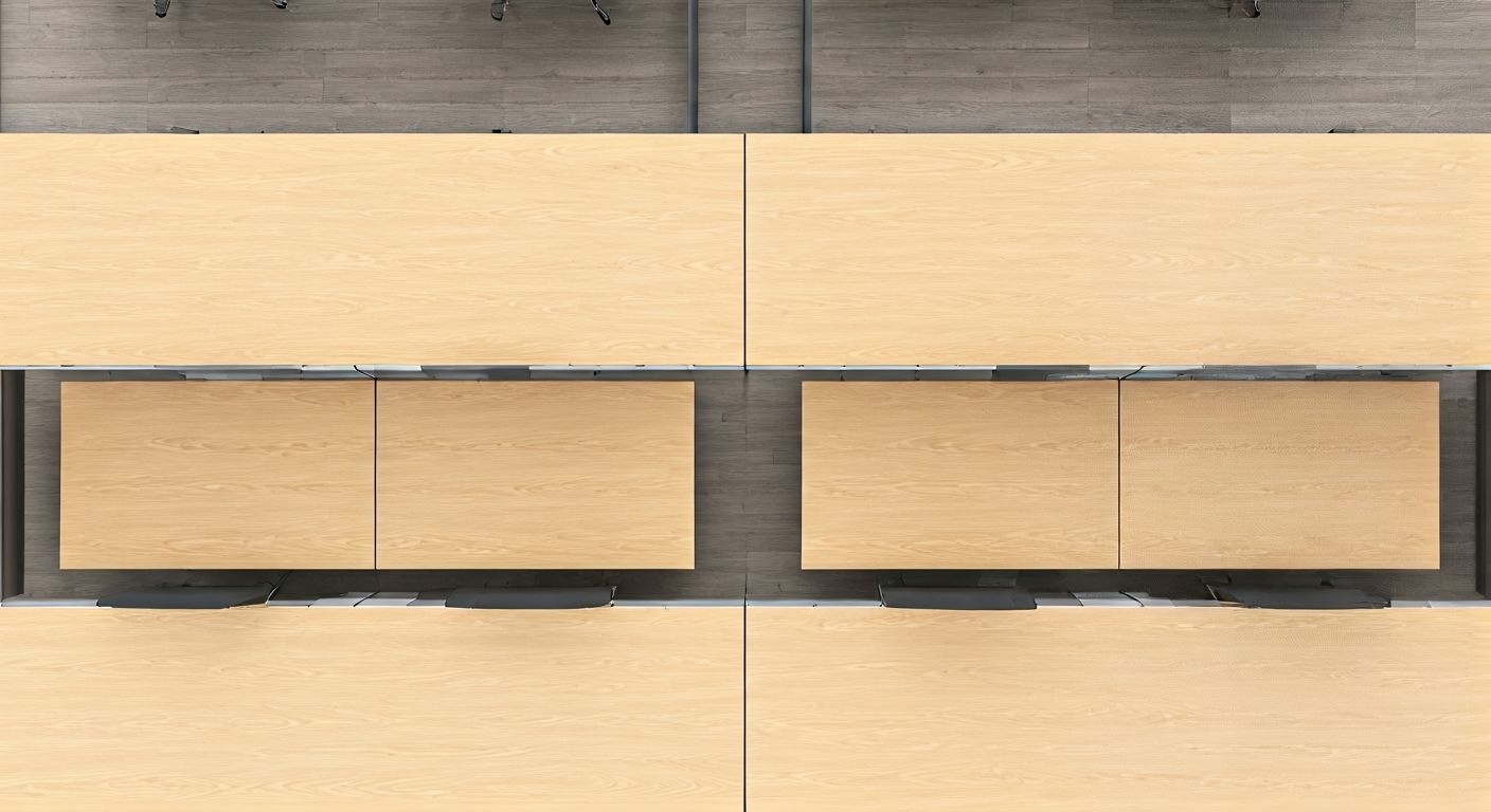 вид сверху на офисные столы