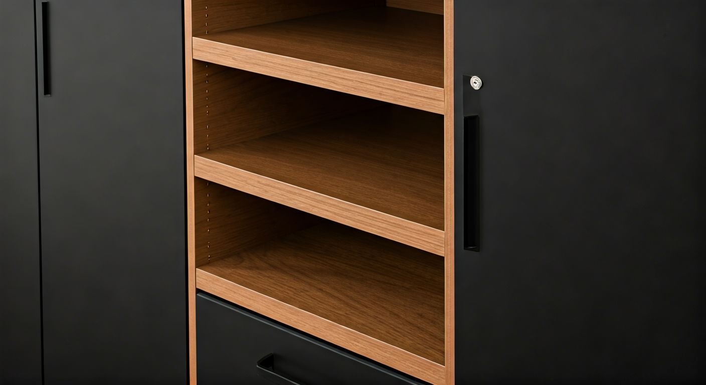 Детальный вид модульных офисных стеллажей