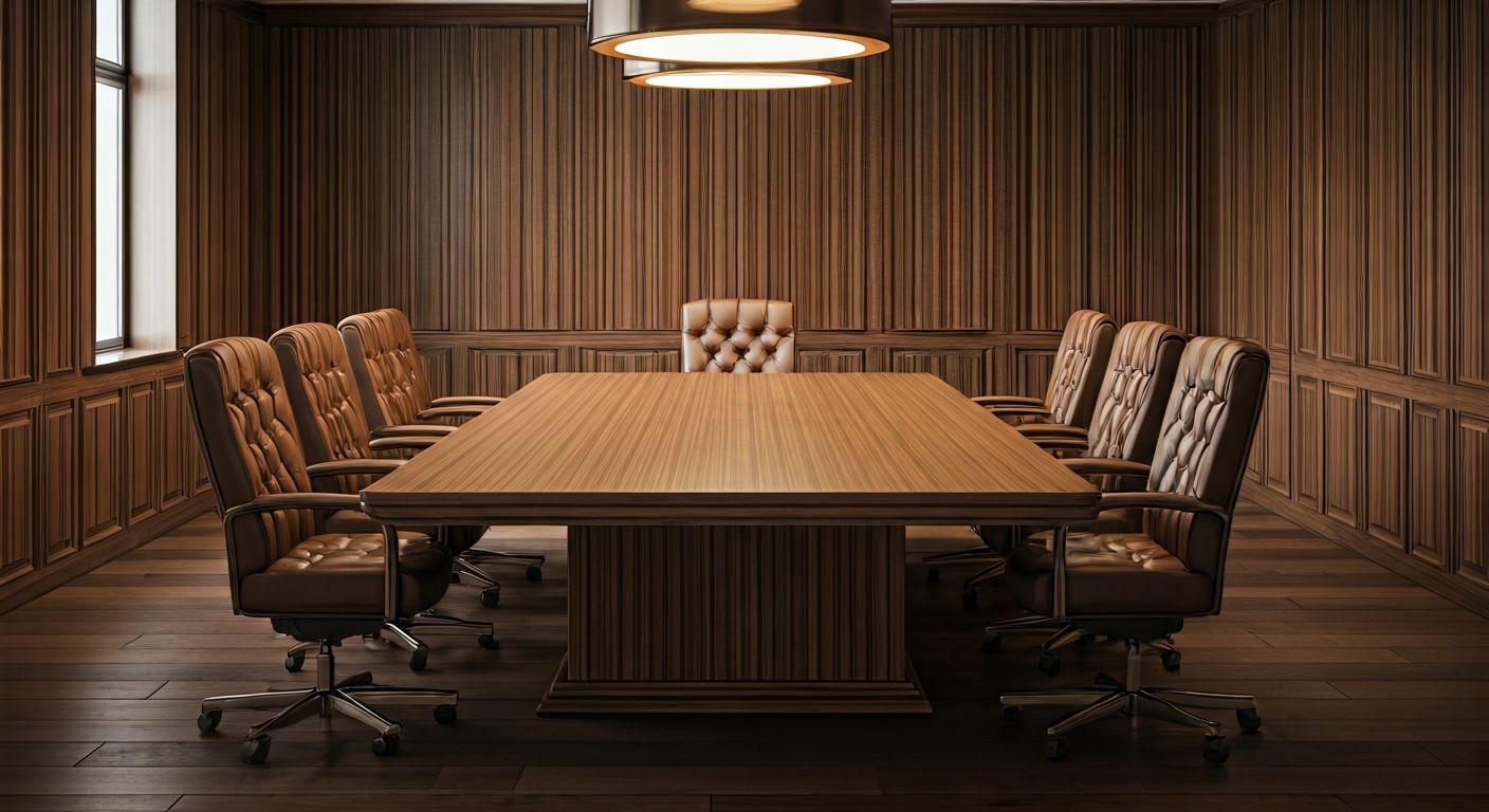 Роскошный интерьер переговорной комнаты с мебелью
