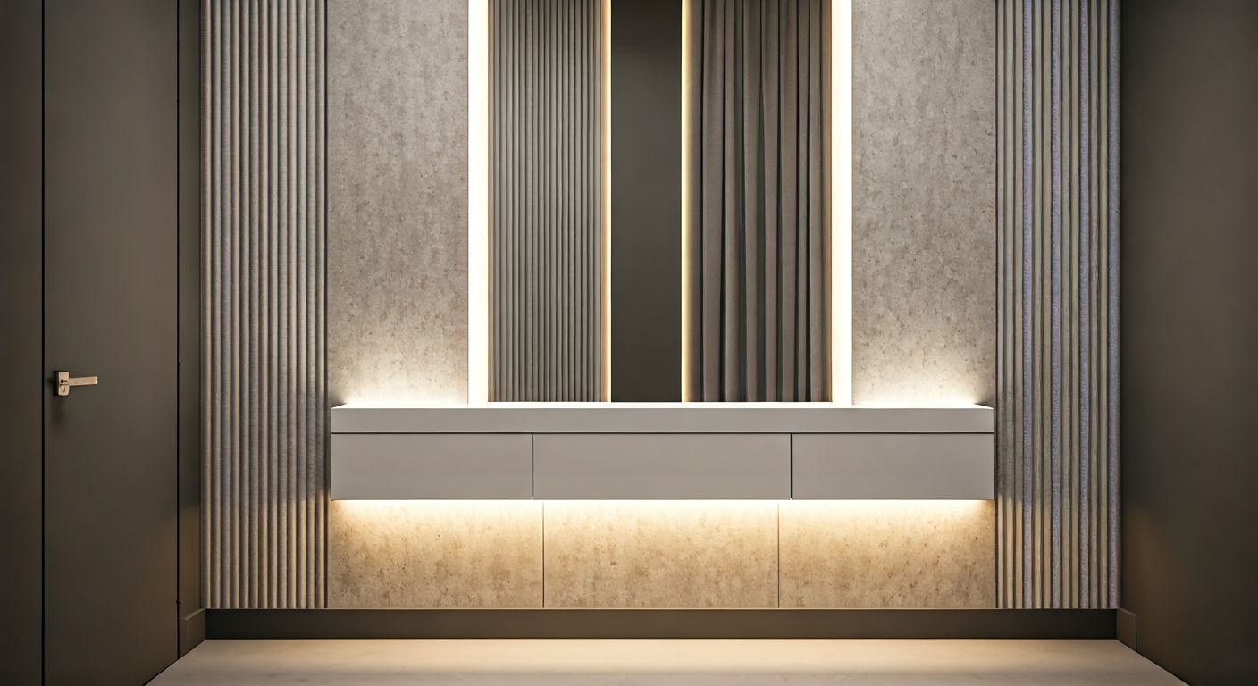 Роскошная прихожая с зеркалом и панелями