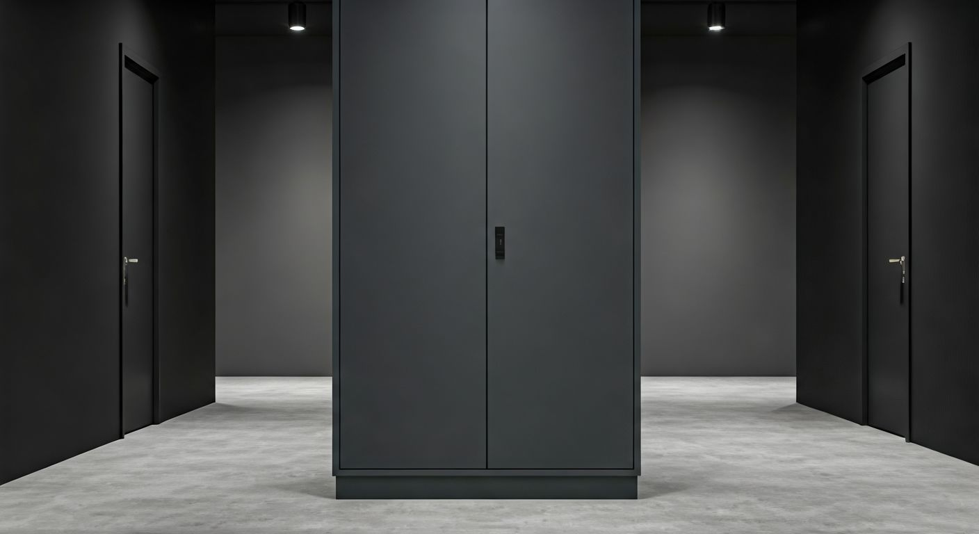 индустриальный шкаф скрывает электрический щиток