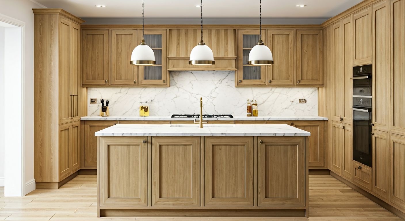 роскошная U-образная кухня с островом