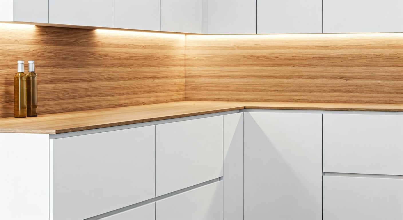 угловая кухня с безручечными фасадами