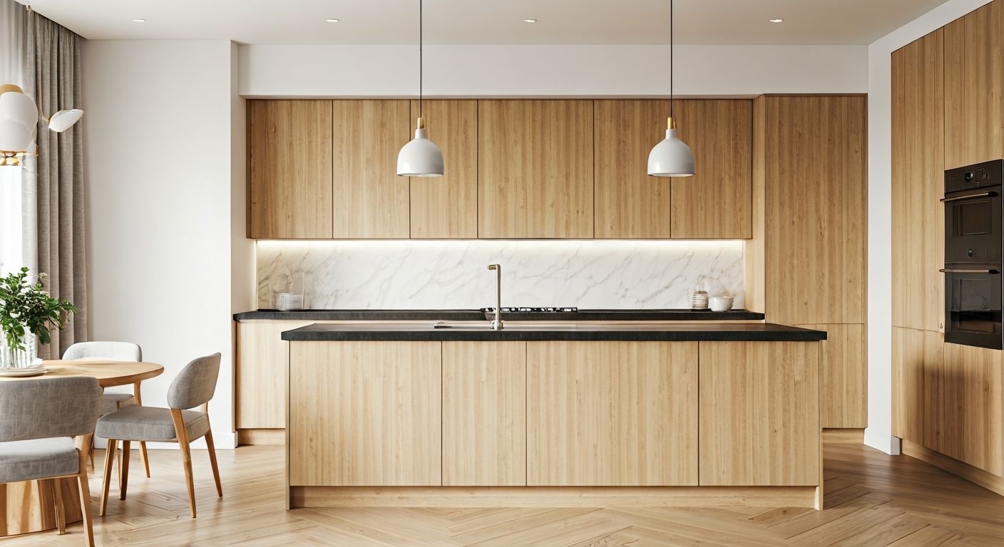 кухня-столовая в частном доме с островом