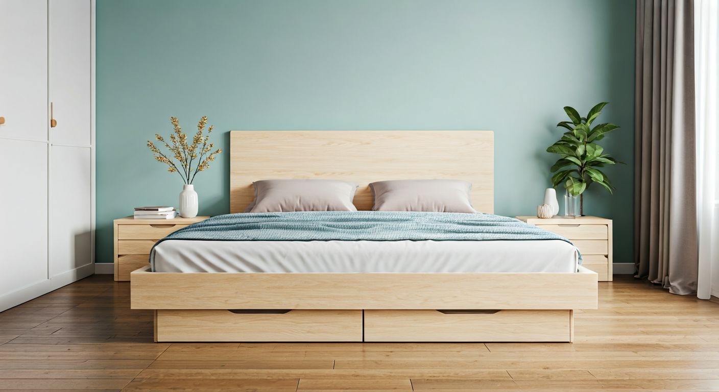 Большая кровать в компактной спальне