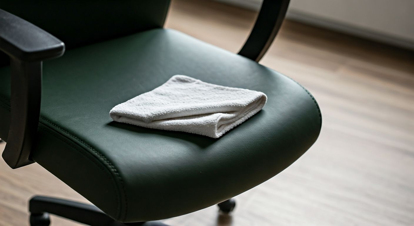 очистка экокожаного кресла влажной тряпкой