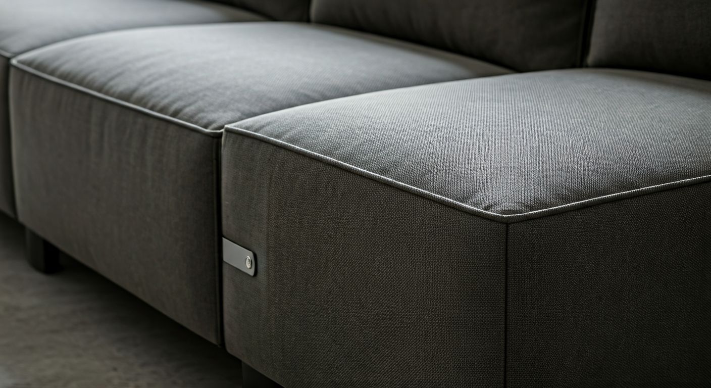 детальный вид металлических соединений дивана